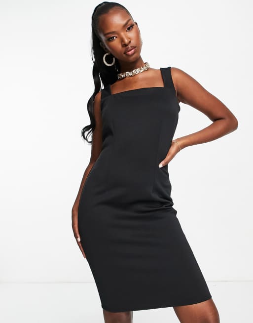 Black dress cheap straight neckline