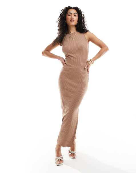 Closet London sleeveless bodycon maxi dress in brown - view 1