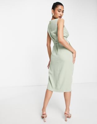 Sage Green Knee Length Dress