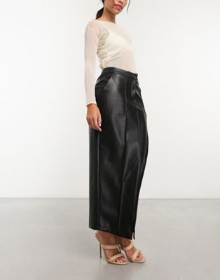 Closet London split PU maxi skirt in black - ASOS Price Checker