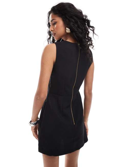 Closet London square neck mini dress in black | ASOS