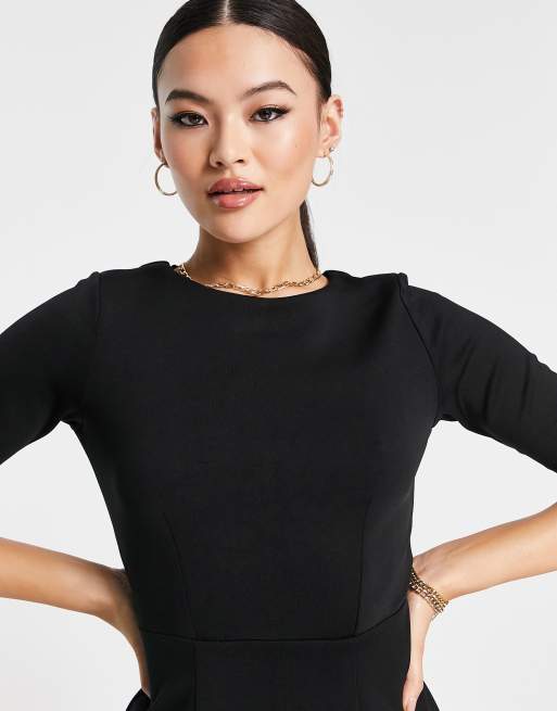 Closet London – Svart midiklänning med peplum-fåll , 3 av 4