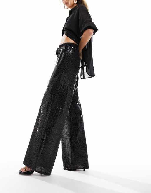 Closet London – Svarta, utsmyckade, figursydda byxor