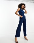 Closet London tailored jumpsuit with pockets in navy