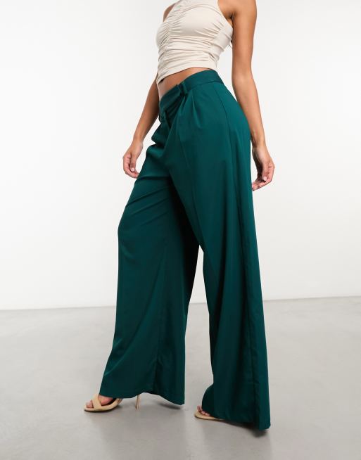 Closet London tailored wide leg trouser in petrol, 3 of 4