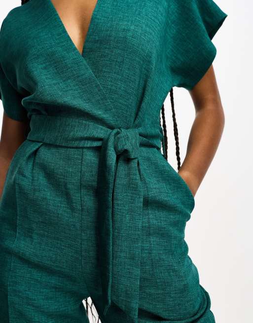 Closet London Tall - Combinaison kimono nouée à la taille - Émeraude, 3 de 4