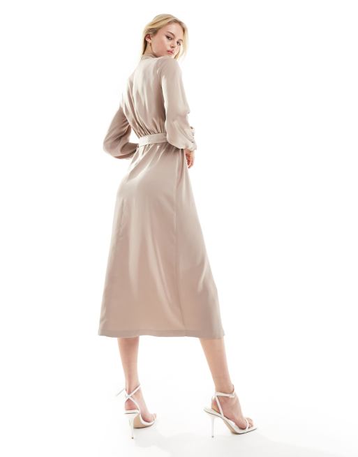 Leith bell sleeve wrap midi dress sale