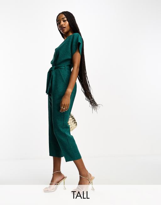 Closet London Tall - Jumpsuit met gestrikte taille en kimonomouwen in smaragdgroen