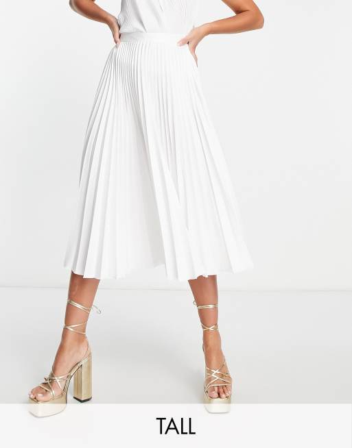 White pleated midi deals skirt