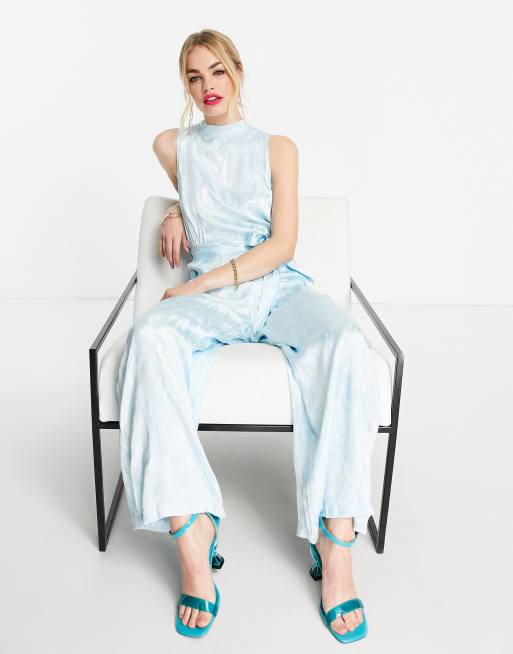 Closet London textured jacquard high neck jumpsuit in mint | ASOS