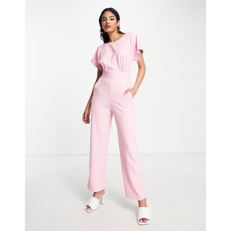 Closet London tie back cap sleeve jumpsuit in blush | ASOS