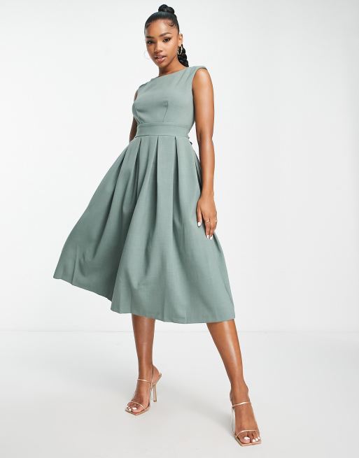 Chiffon tie back midi clearance skater dress