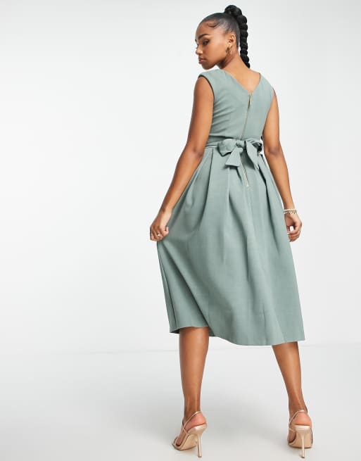 Chiffon tie back midi skater outlet dress