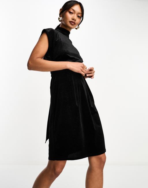 Black glitter velvet clearance dress