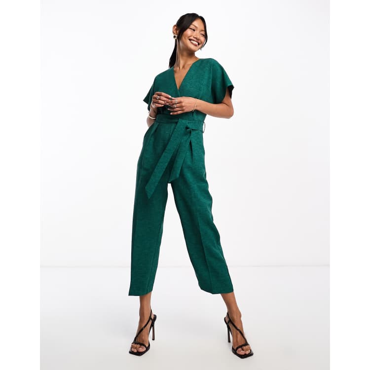 Buy Green Gillet Kimono Jumpsuit With Embellished Belt Online - Shop for W