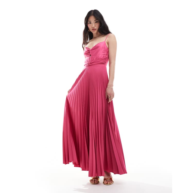 closet london pink dress Closet London twist front satin maxi dress in pink