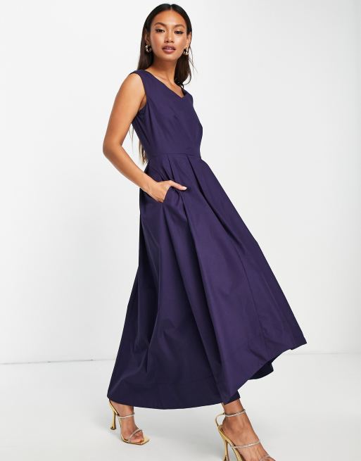 deep v neck midi dress