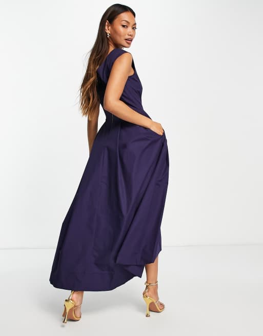 V neck a line midi outlet dress