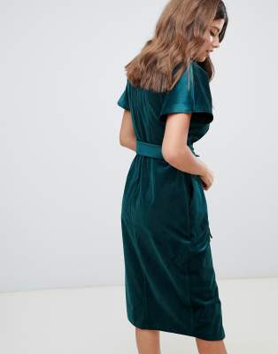 closet green velvet kimono dress