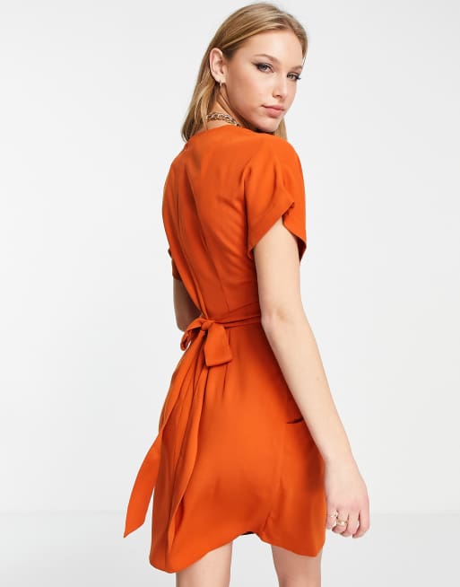 Closet London - Vestito corto a tulipano color cannella, 3 di 4