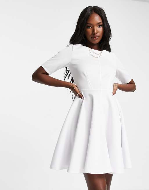 Closet London - Vestito per il ballo di fine anno corto in tessuto scuba bianco