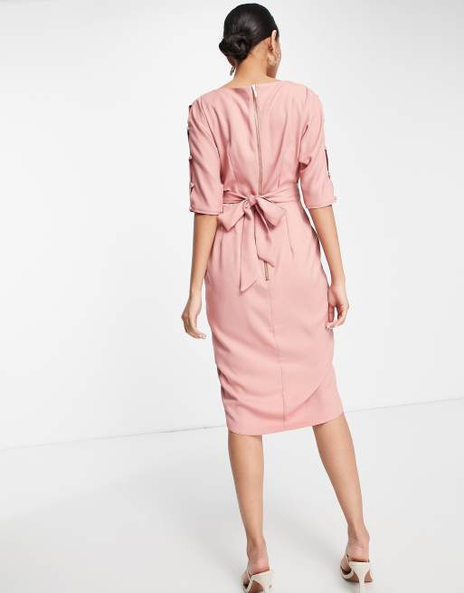 Closet London - Vestito stile kimono con bottoni sulle maniche rosa, 2 di 4