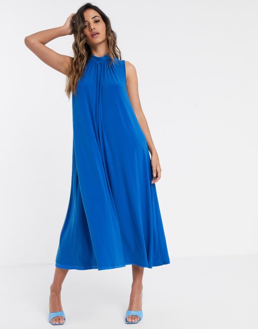 Closet London - Volumineuze jurk met A-lijn in blauw | ASOS