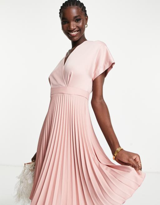 Pleated midi 2025 skater dress