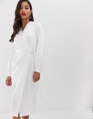 long white wrap dress