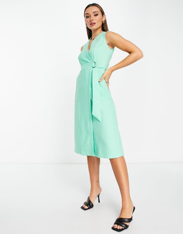 Closet London wrap midi dress in green