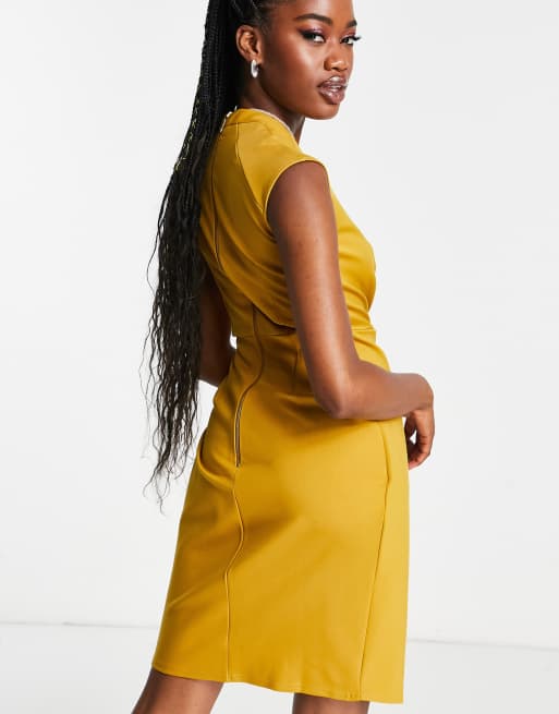 Mustard yellow outlet pencil dress