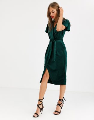 green velvet midi dress