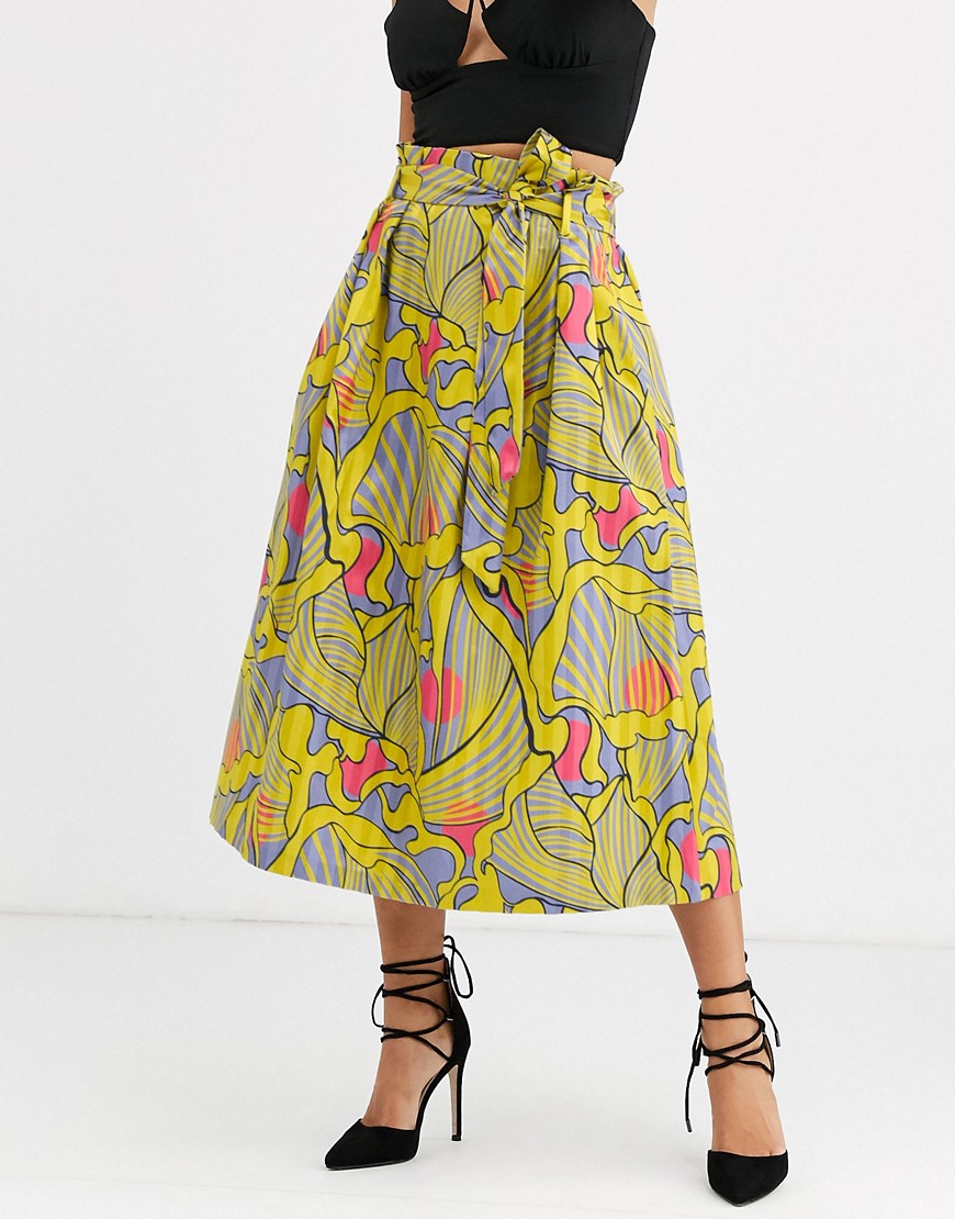 Closet - Midi-jurk met volledig patroon-Geel