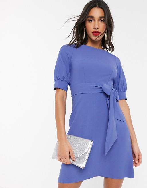 Closet mini dress with volume sleeve in lilac
