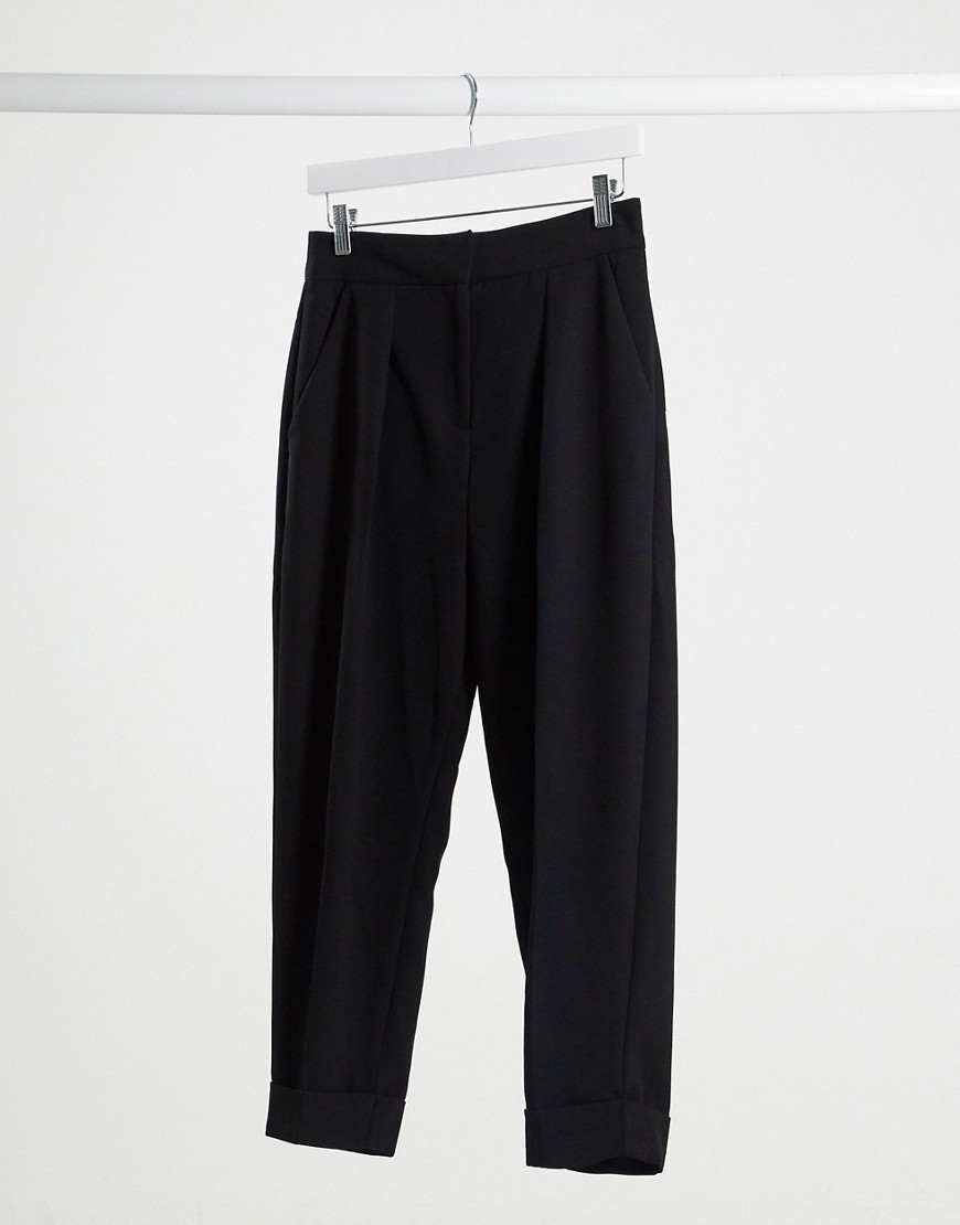 Closet - Nette broek met omgeslagen pijpen in zwart