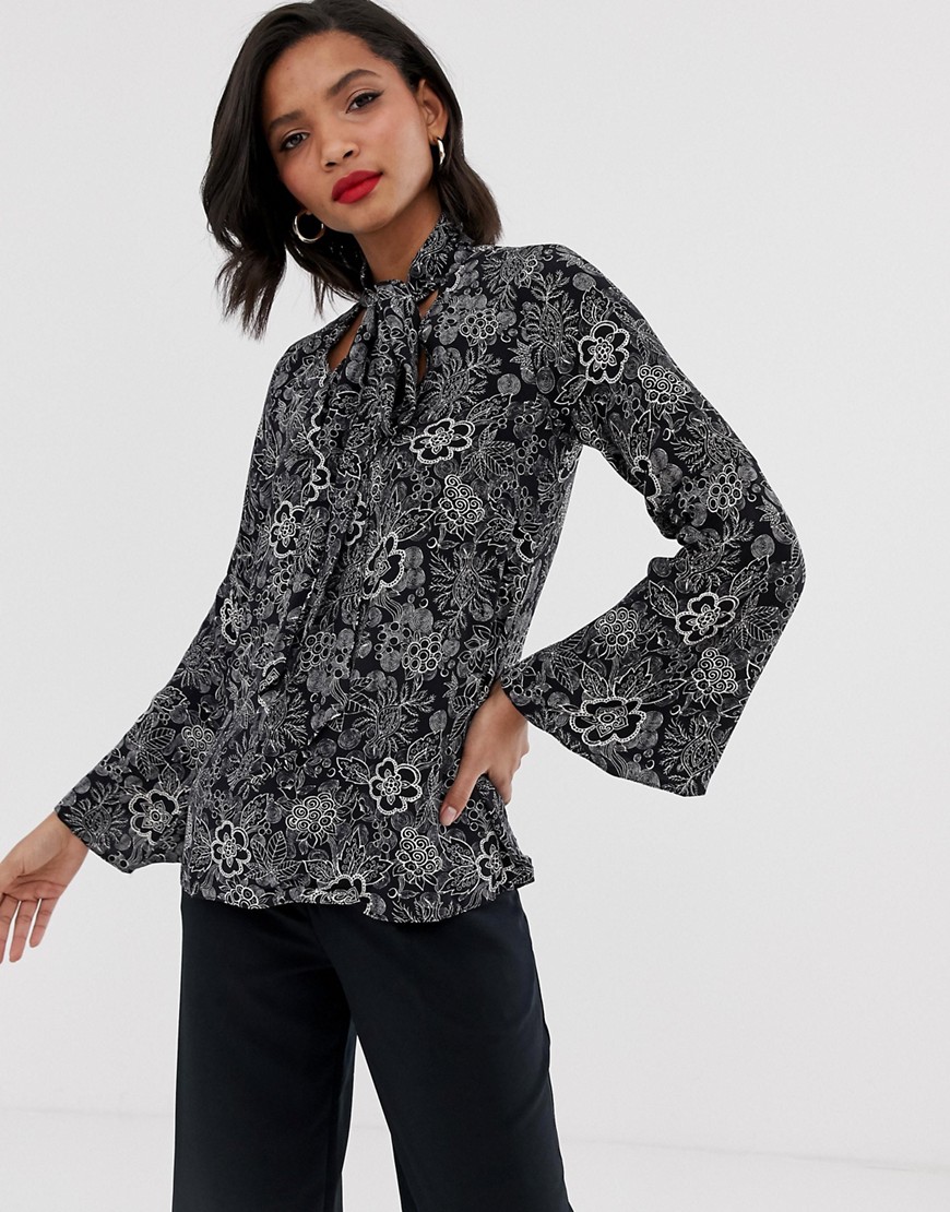 Closet paisley print blouse-Black