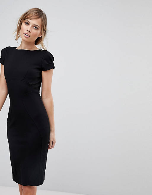 Closet pencil dress with ruched cap sleeve