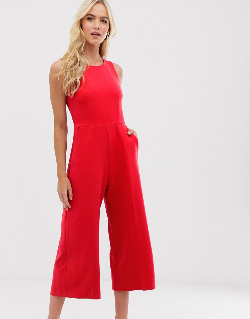 Closet sleeveless culotte jumpsuit-Red
