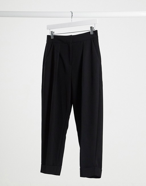 Closet smart tailored trouser with turn up in black
