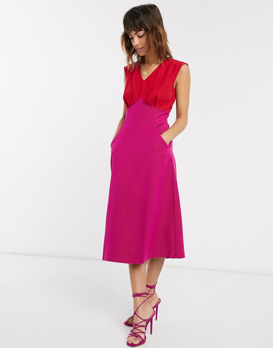 Closet v-neck empire a-line dress-Pink