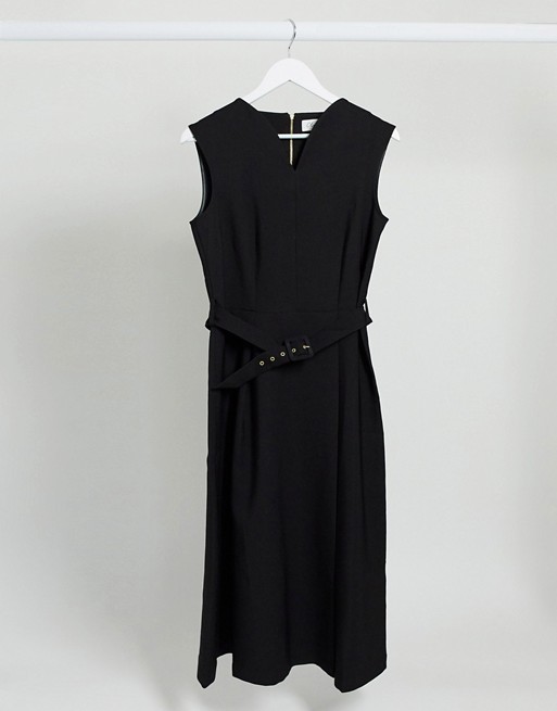 Closet wrap skirt midi dress in black