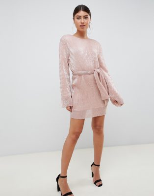 pink sequin shift dress