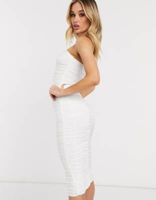 white bandeau dress midi