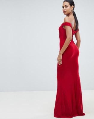 bardot fishtail maxi dress