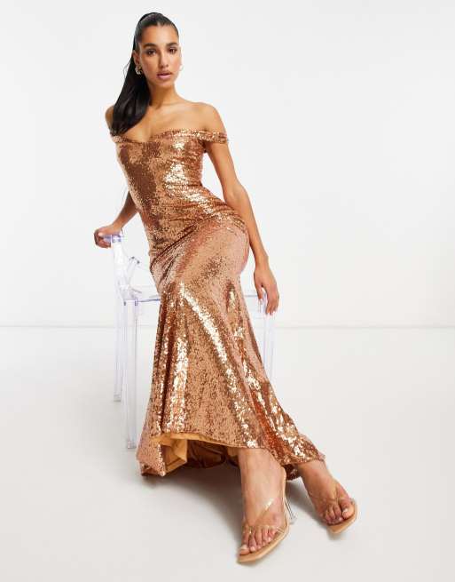 Asos rose gold sequin dress best sale