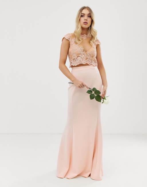 Club L bridesmaid applique pink two-piece | ASOS
