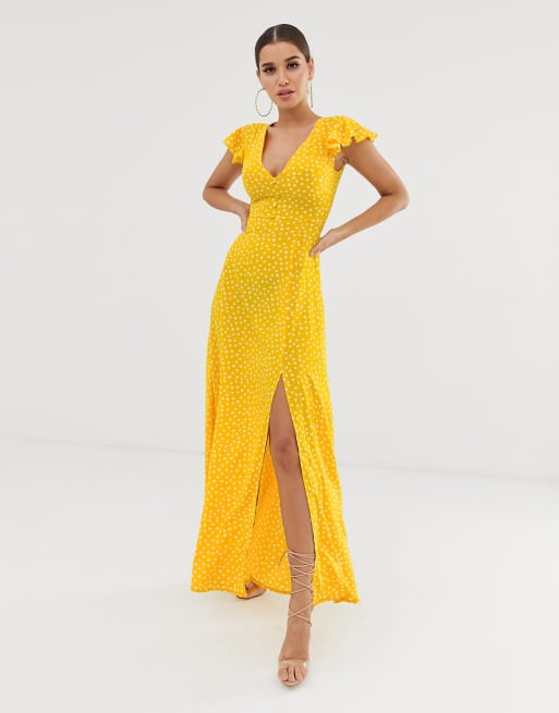 Asos yellow polka store dot dress