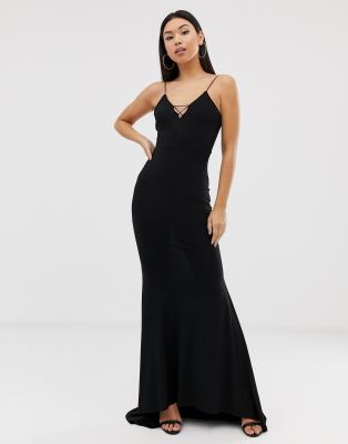 asos black fishtail dress