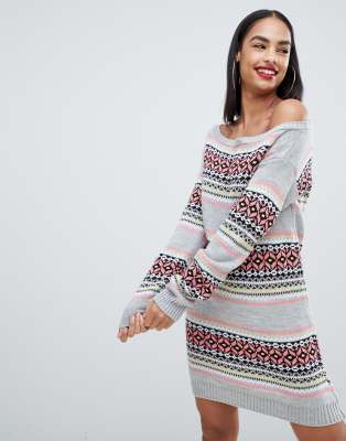 off the shoulder christmas jumper dress