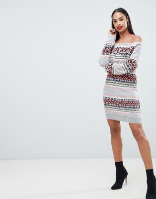 off the shoulder christmas jumper dress